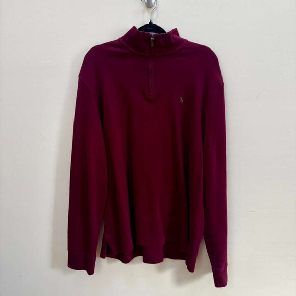 Polo Ralph Lauren Men's Estate Rib Cotton Quarter-Zip Pullover Sweater Maroon L - Picture 4 of 6